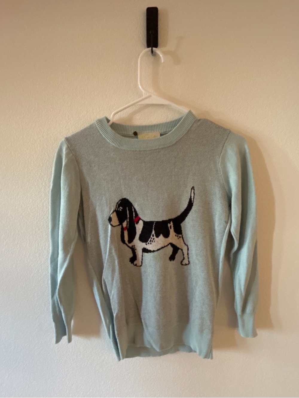 Modcloth Pale Blue Basset Hound Crewneck Sweater